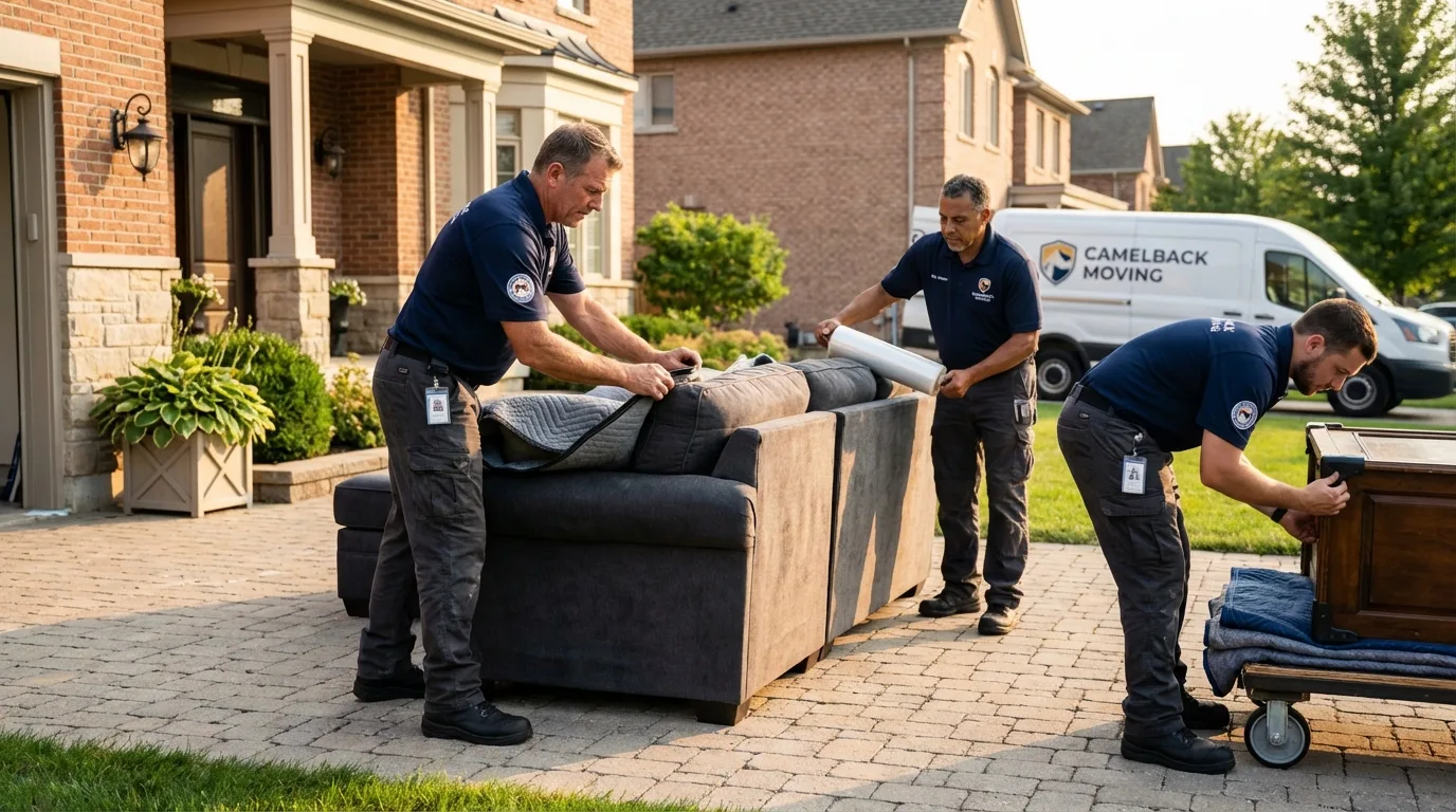 Large estate moving crew wrapping furniture in Thousand Palms, CA