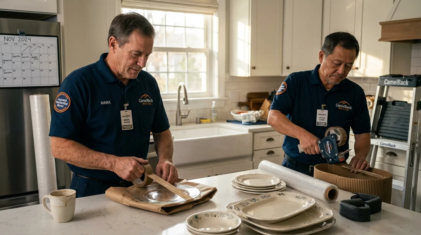 Professional crew packing kitchen dishware in Thousand Palms, CA